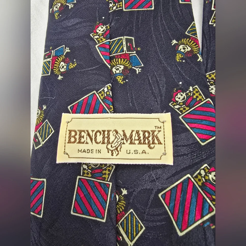 Bench Mark Vintage Jack In The Box Preppy Fun Classic Satin Silk Neck Tie